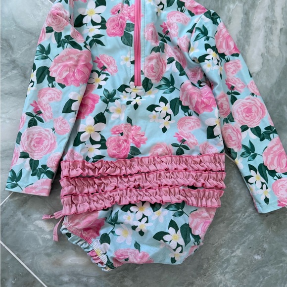 Two Ruffle Butts Floral Kids Rashguard - Picture 2 of 5